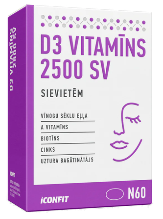 ICONFIT D3 Vitamīns 2500 sievietēm kapsulas, 60 gab.