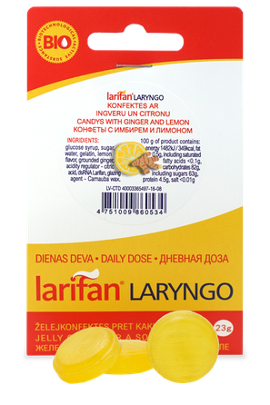 LARIFAN Laryngo Ginger Lemon jelly candies, 23 g