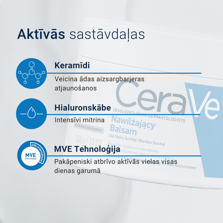 CERAVE For Body And Face With Ceramides Moisturising ķermeņa krēms, 454 g