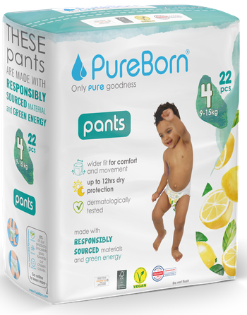 PUREBORN Pull Ups Size 4 nappy pants, 22 pcs.