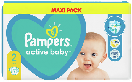 PAMPERS Active Baby Maxi 2 (4-8 kg) diapers, 72 pcs.
