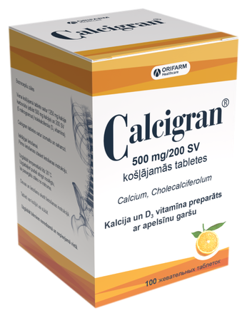 CALCIGRAN 500 mg/200 SV жевательные таблетки, 100 шт.