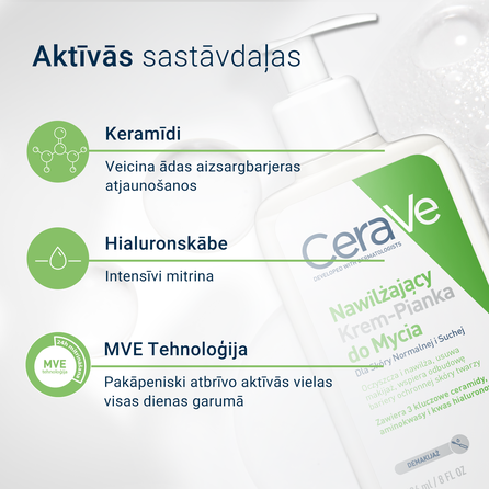 CERAVE Moisturising With Ceramides attīrošs krēms, 473 ml