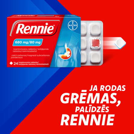 RENNIE 680 mg/80 mg tabletes, 24 gab.