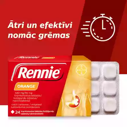 RENNIE Orange 680 mg/80 mg жевательные таблетки, 24 шт.