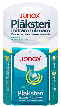 JONAX mitrām tulznām 4.4 x 6.9 cm plāksteri tulznām, 6 gab.