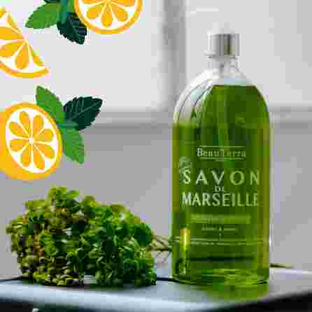 BEAUTERRA Marseille Soap Mint Lemon жидкое мыло, 1000 мл