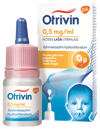 OTRIVIN 0,5 mg/ml deguna pilieni, 10 ml