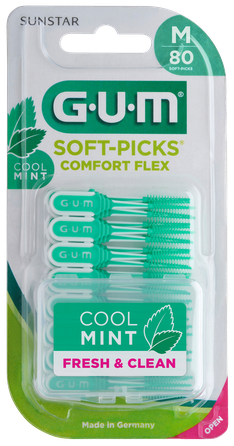 GUM Soft-Picks Comfort Flex, Medium Mint zobstarpu birstīte, 80 gab.
