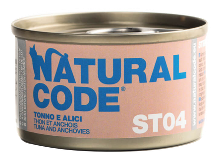 NATURAL CODE Steril 04 Тунец И Анчоусы консервы для кошек, 85 г
