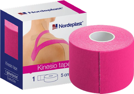 NORDEPLAST   rozā, 5cm x 5m kinezioloģiskais teips, 1 gab.