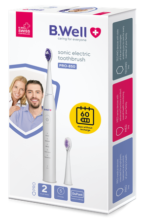 B.WELL Pro-850 Sonic, White электрическая зубная щетка, 1 шт.