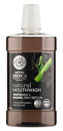 NATURA SIBERICA Whitening & Enamel Protection, with Kurill Bamboo and Charcoal mutes skalojamais līdzeklis, 520 ml