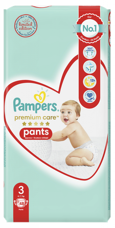 PAMPERS Premium Care 3 (6-11 kg) autiņbiksītes, 48 gab.