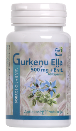 APTIEKAS PRODUKCIJA Borage Seed Oil With Vitamin E capsules, 60 pcs.