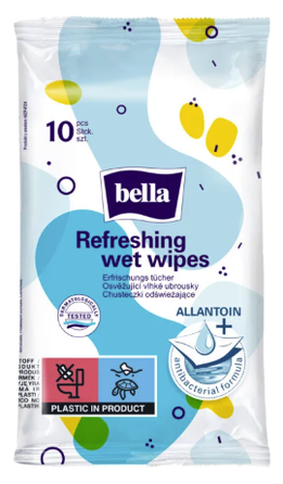 BELLA Refreshing wet wipes, 10 pcs.
