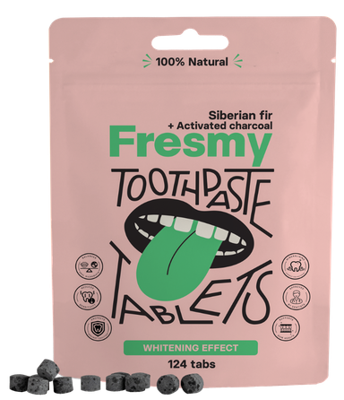 FRESMY With Siberian Fir and Activated Charcoal Toothpaste таблетки, 124 шт.