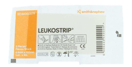 LEUKOSTRIP 6,4 mm x 102 mm brūču pārsējs, 5 gab.