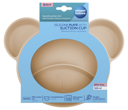 CANPOL BABIES Bear Beige šķīvis, 1 gab.