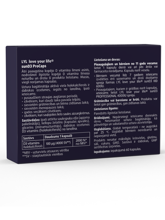 LYL sunD3 ProCaps 4000 S kapsulas, 60 gab.