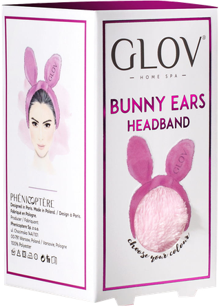 GLOV Bunny Ears Pink спа лента для волос, 1 шт.