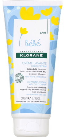 KLORANE Bebe Cleansing Cream with Cold Cream attīrošs krēms, 200 ml
