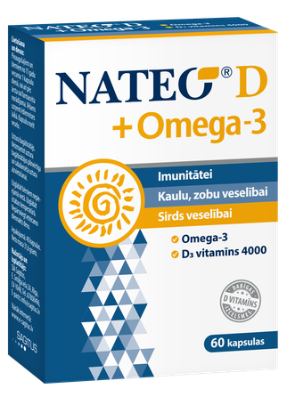 NATEO D3 Plus Omega-3 SV4000 kapsulas, 60 gab.