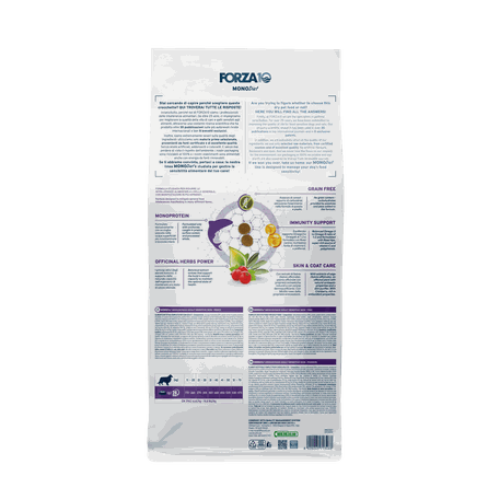 FORZA10 Monodiet Sensitive Skin Medium/Maxi Adult Ar Zivi, Suņiem sausā barība, 10 kg