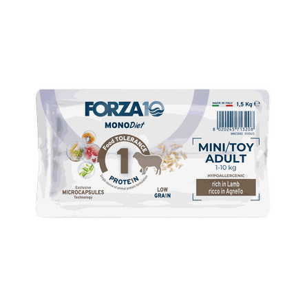 FORZA10 Monodiet Mini/Toy Adult Ar Jēru, Suņiem sausā barība, 1.5 kg