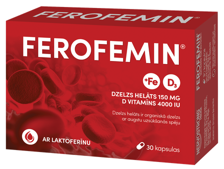 FEROFEMIN Ar D Vitamīnu kapsulas, 30 gab.