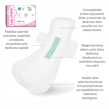 LADY ANION Night Use pads, 8 pcs.