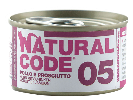 NATURAL CODE 05 Курица И Ветчина консервы для кошек, 85 г