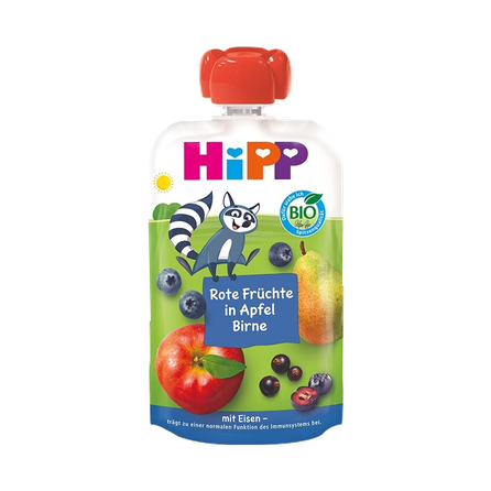 HIPP красные фрукты яблоко груша, от 1 года пюре, 100 г