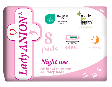 LADY ANION Night Use pads, 8 pcs.