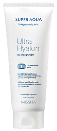 MISSHA Super Aqua Ultra Hyalron attīrošs krēms, 200 ml