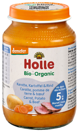 HOLLE Carrots Potatoes and Beef puree, 190 g