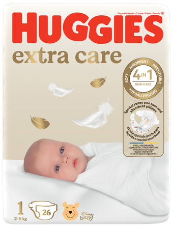 HUGGIES Elite Soft 1, 3-5 kg autiņbiksītes, 26 gab.
