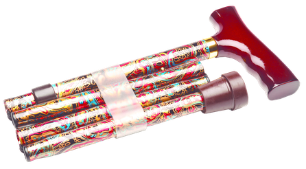 PRIM Foldable, Patterned, With a Straight Handle folding walking stick, 1 pcs.