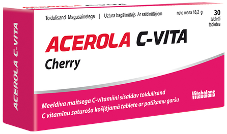 VITABALANS Acerola C-Vita Ķiršu košļājamās tabletes, 30 gab.