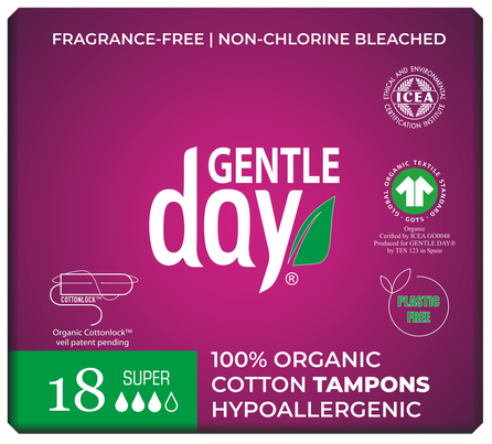 GENTLE DAY Super Organic Cotton tampons, 18 pcs.