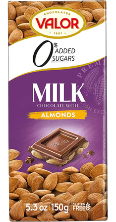 VALOR With Sweeteners and Almonds Milk chocolate, 150 g