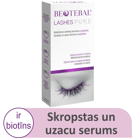 BEOTEBAL Lashes Pure Ar Peptīdiem skropstu un uzacu serums, 3 ml
