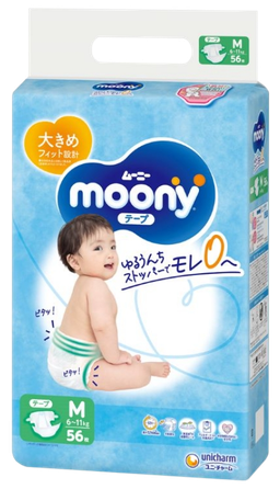 MOONY Airfit M (6-11 kg) autiņbiksītes, 56 gab.