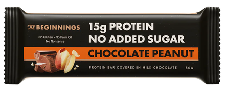 THE BEGINNINGS Protein 30% Chocolate Peanuts bar, 50 g