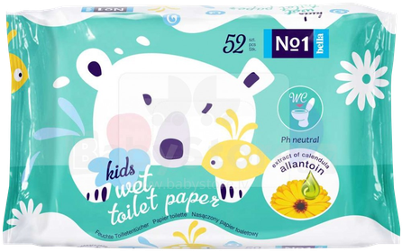 BELLA Kids mitrais tualetes papīrs, 52 gab.