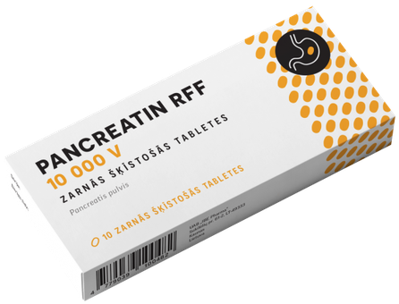 RFF Pancreatin 10000 V in the intestine, soluble pills, 10 pcs.