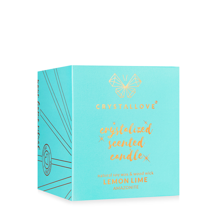 CRYSTALLOVE Amazonite Soy Candle & Lemon Lime scented candle, 400 g