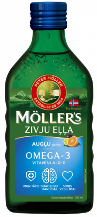 MOLLERS zivju eļļa (augļu garša), 250 ml