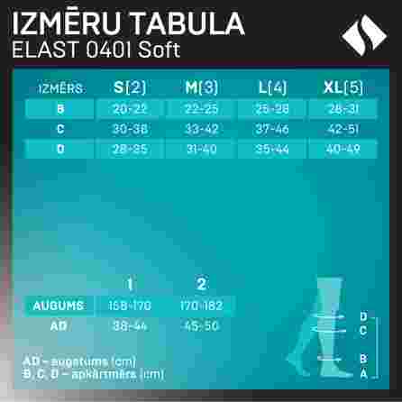 TONUS ELAST 0401 SOFT, 1ccl., 1 height, 4. size, visone compression knee-high socks, 1 pairs