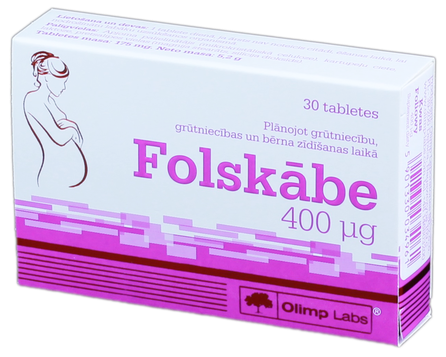 OLIMP LABS Folskābe 400 µg tabletes, 30 gab.